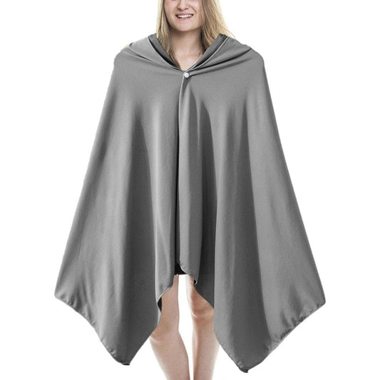 Cooling Beach Poncho Quick Drying Beach Hoodie Sun Protection Cloak - Grey