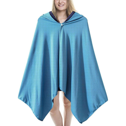 Cooling Beach Poncho Quick Drying Beach Hoodie Sun Protection Cloak - Blue