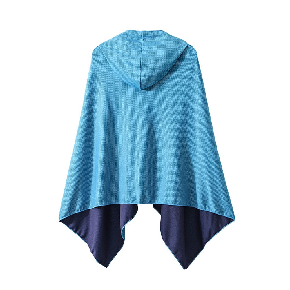 Cooling Beach Poncho Quick Drying Beach Hoodie Sun Protection Cloak - Blue