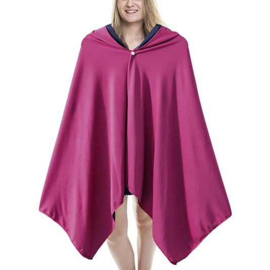 Cooling Beach Poncho Quick Drying Beach Hoodie Sun Protection Cloak - Rose Red