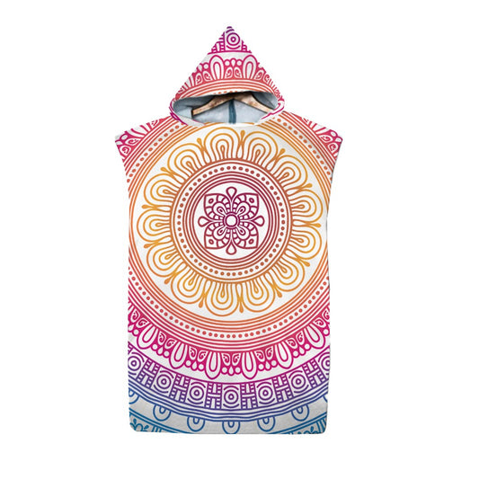 74x110cm Mandala Beach Poncho Quick Dry Beach Towel Hooded Changing Robe-Style 5