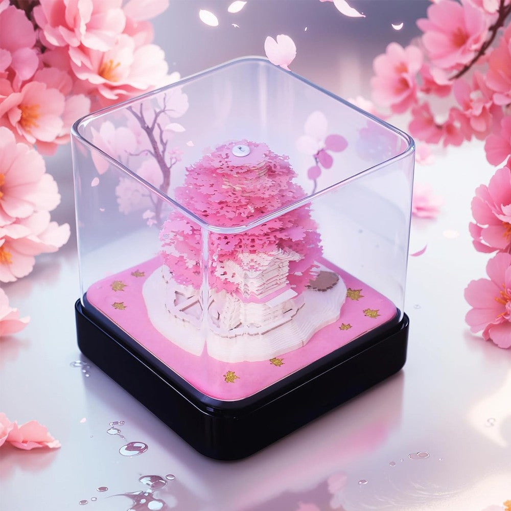 3D Calendar Memo Pad Art Notepad Paper DIY Creative Decorative - Pink Tree