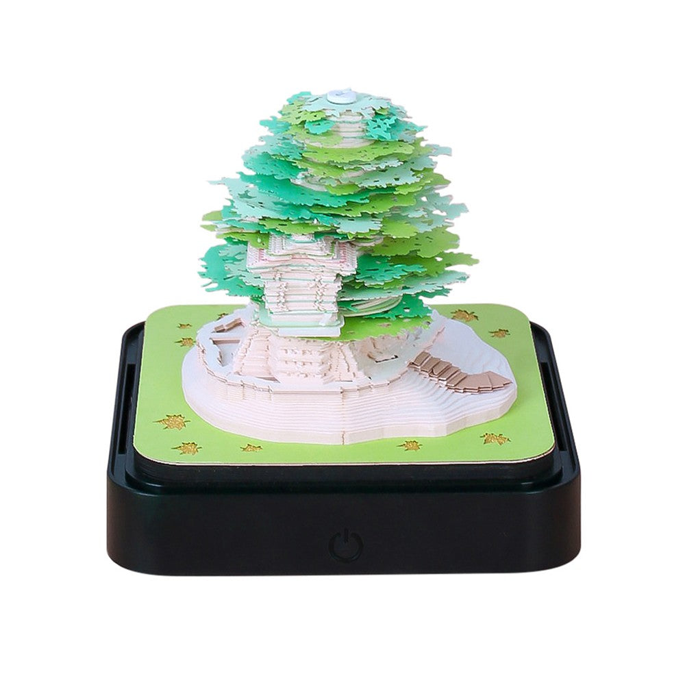 3D Calendar Memo Pad Art Notepad Paper DIY Creative Decorative - Green Tree