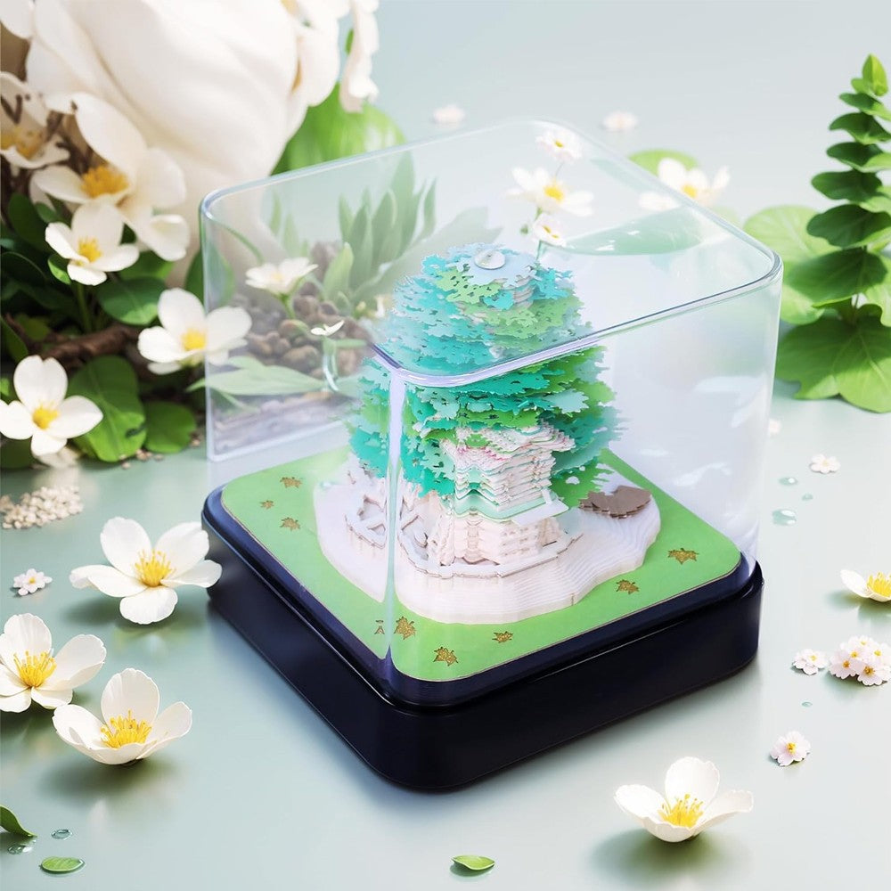 3D Calendar Memo Pad Art Notepad Paper DIY Creative Decorative - Green Tree