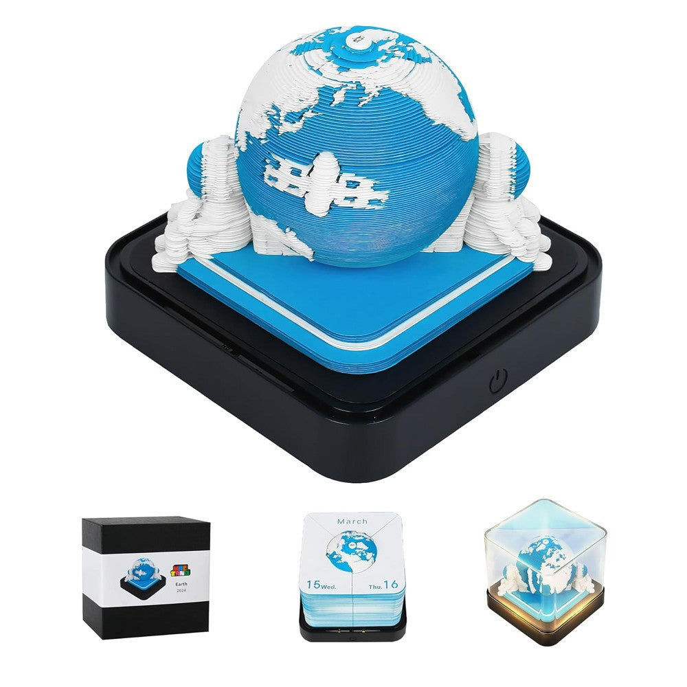3D Calendar Memo Pad Art Notepad Paper DIY Creative Decorative - Blue Earth