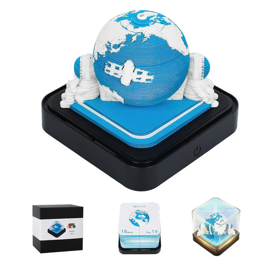 3D Calendar Memo Pad Art Notepad Paper DIY Creative Decorative - Blue Earth