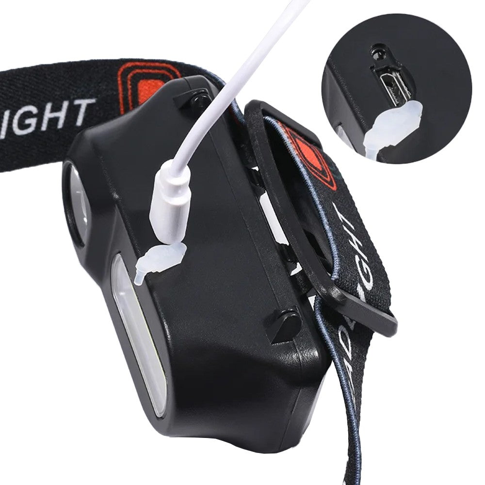 1Pc USB Rechargeable Headlamp Head Torch for Hiking Night Fishing Cycling