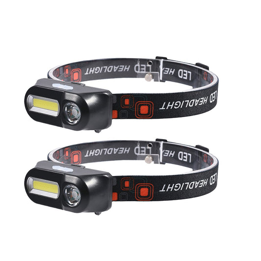 2Pcs USB Rechargeable Headlamp Head Torch for Hiking Night Fishing Cycling