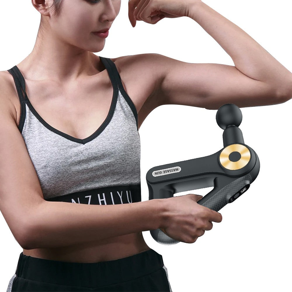 Electric Muscle Massage Gun Massager with 9 Massage Heads - Black with Gold