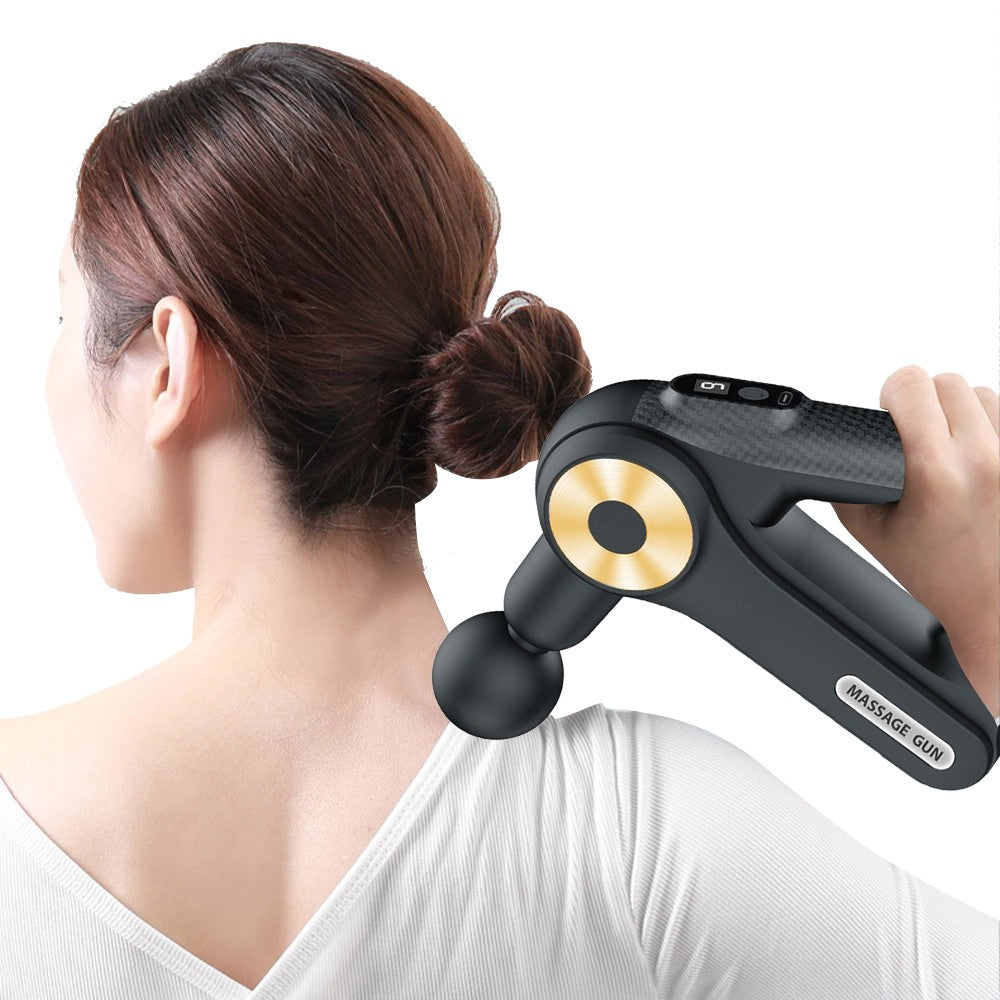 Electric Muscle Massage Gun Massager with 9 Massage Heads - Black with Gold