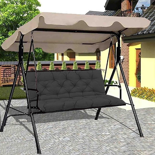 100x100x8cm Outdoor Swing Chair Cushion with Backrest Bench Soft Padded - Black