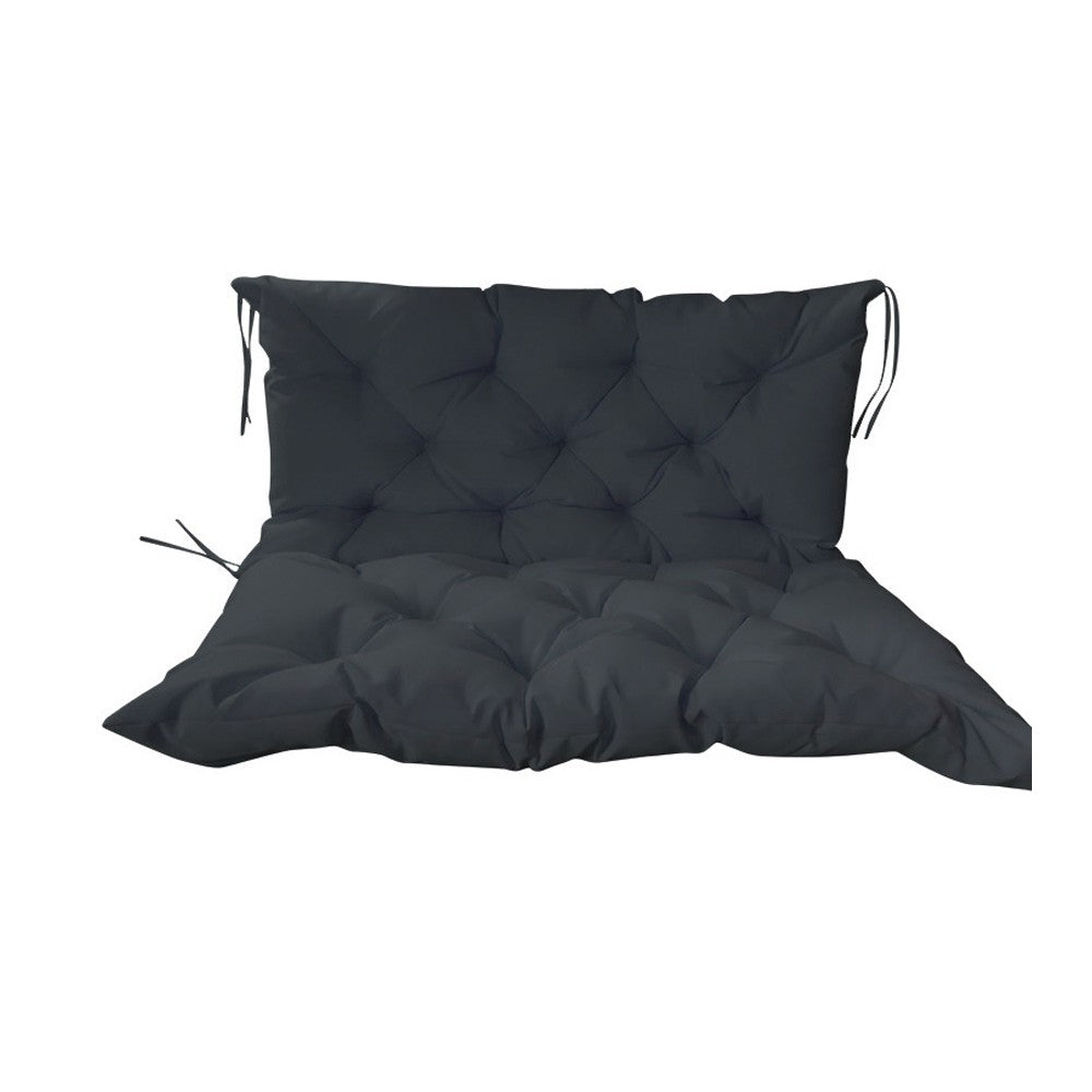 100x100x8cm Outdoor Swing Chair Cushion with Backrest Bench Soft Padded - Black