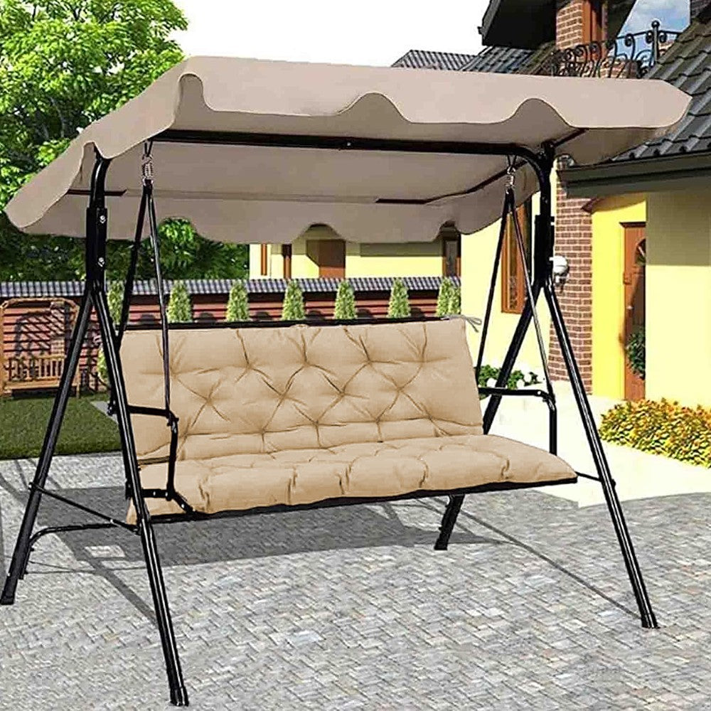 Water Resistant Outdoor Bench Cushion with Backrest Swing Seat Cushion Camel 120x100x8cm