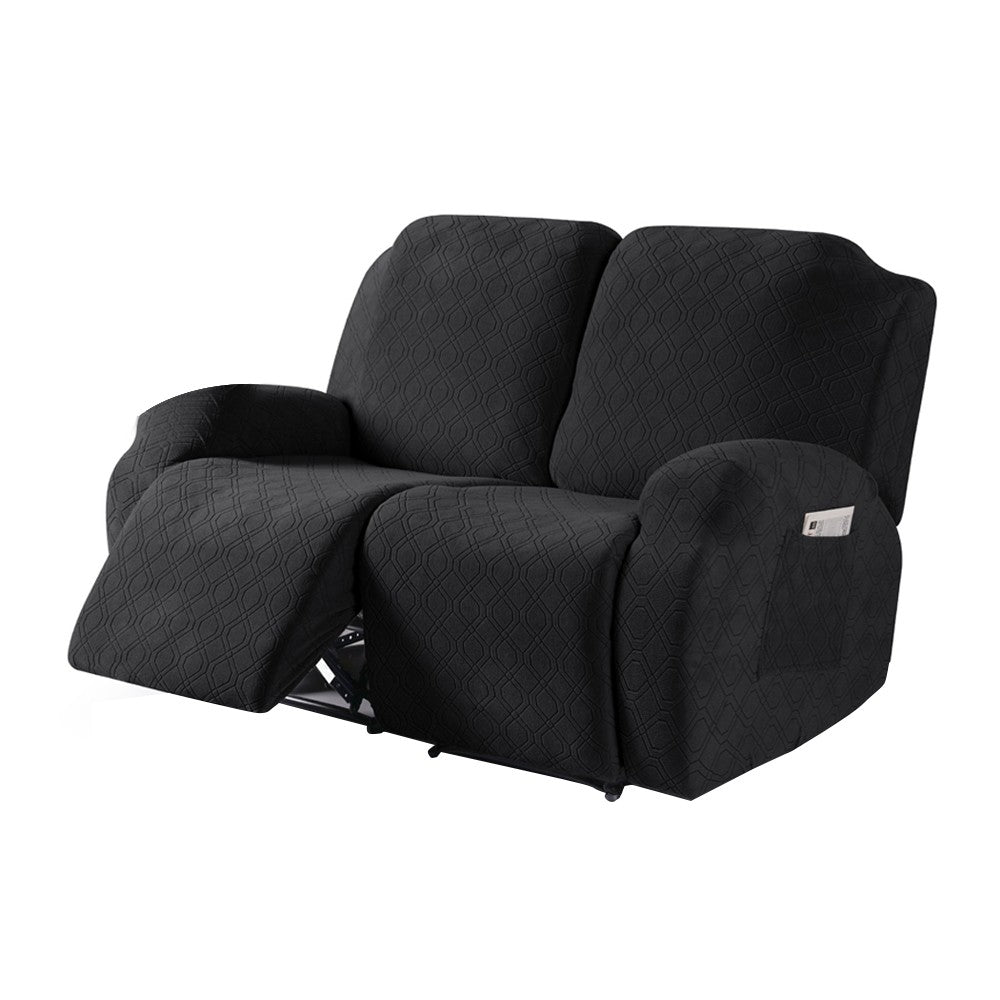 For 2-Seat Recliner Cover Sofa Couch Cover Recliner Slipcover - Black