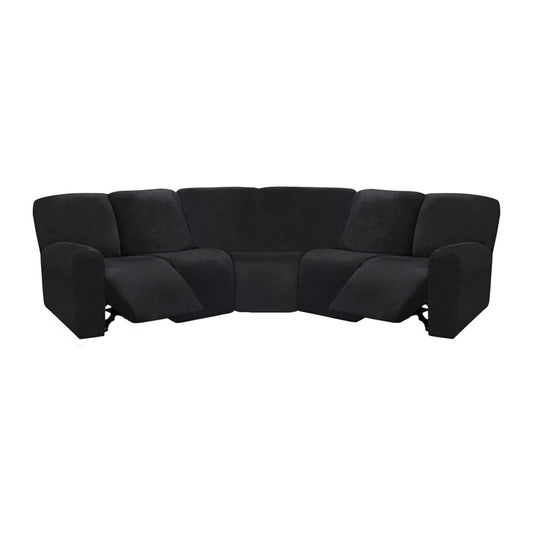 Stretch Sectional Recliner Sofa Covers for 5-seat Corner Couch - Black