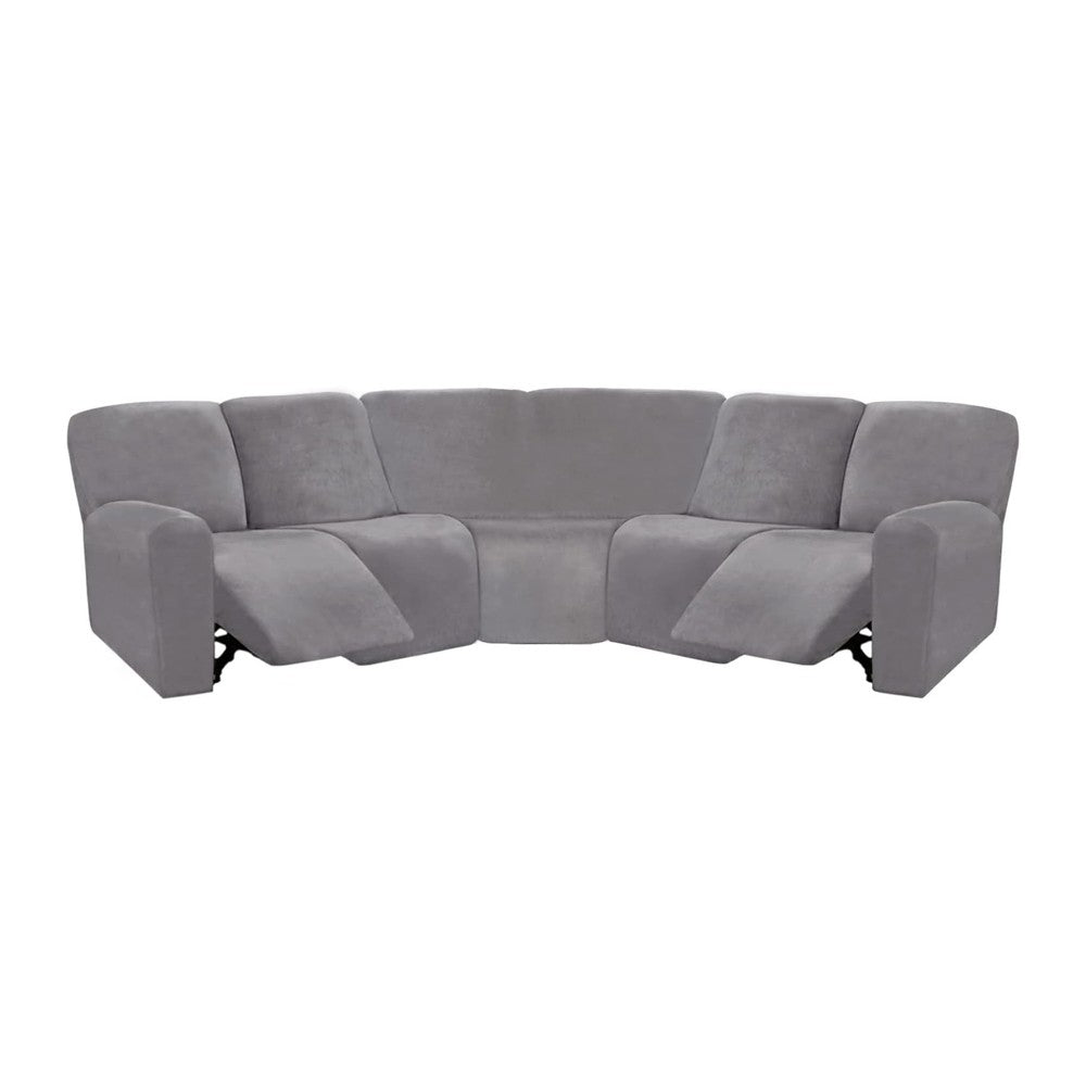 Stretch Sectional Recliner Sofa Covers for 5-seat Corner Couch - Grey