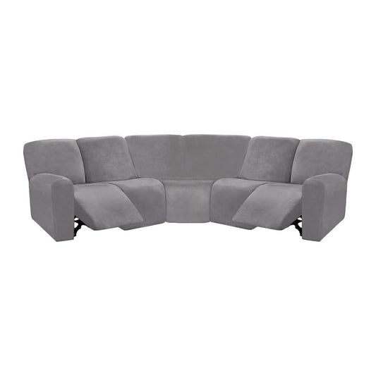 Stretch Sectional Recliner Sofa Covers for 5-seat Corner Couch - Grey