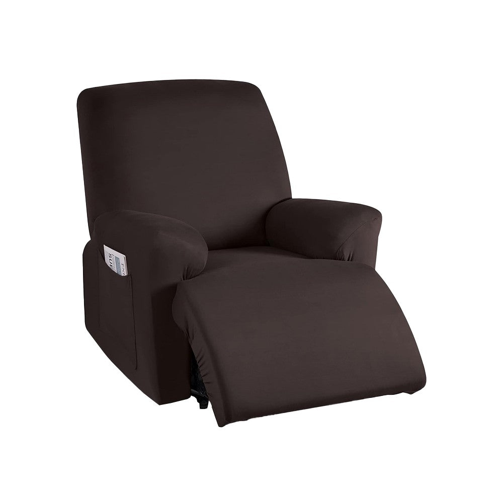 Stretch Recliner Cover with Side Pocket Reclining Chair Slipcover for 1 Seater Coffee