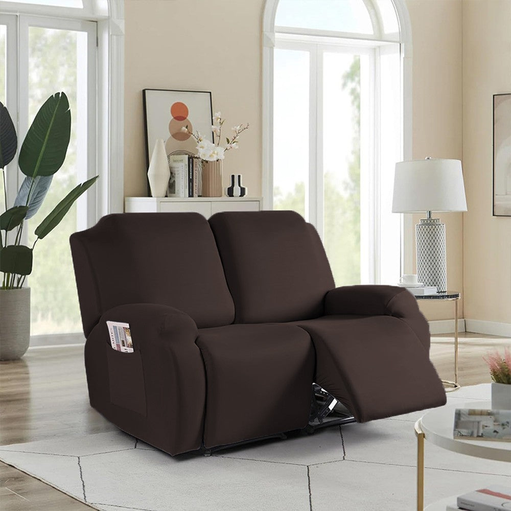 Stretch Recliner Cover with Side Pocket Reclining Chair Slipcover for 2 Seater Coffee