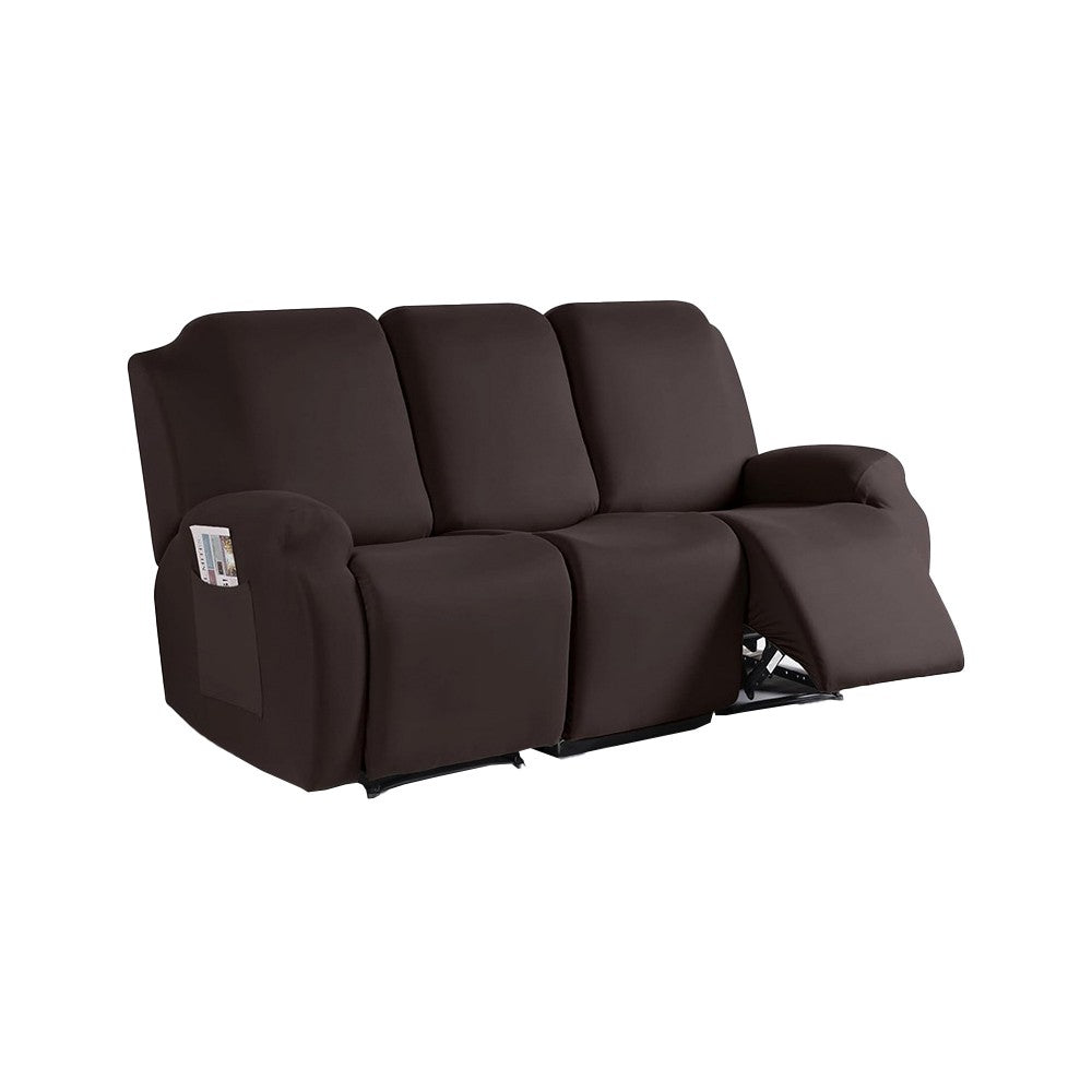 Stretch Recliner Cover with Side Pocket Reclining Chair Slipcover for 3 Seater Coffee