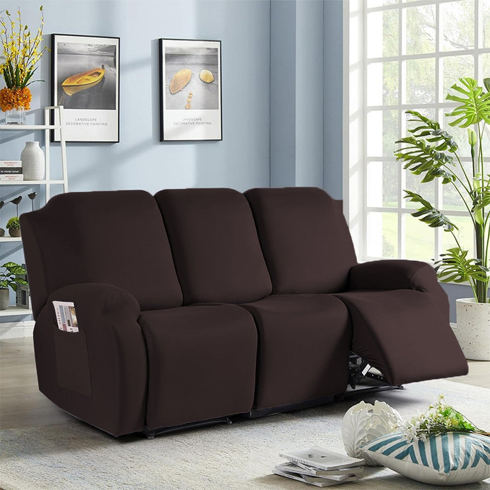 Stretch Recliner Cover with Side Pocket Reclining Chair Slipcover for 3 Seater Coffee