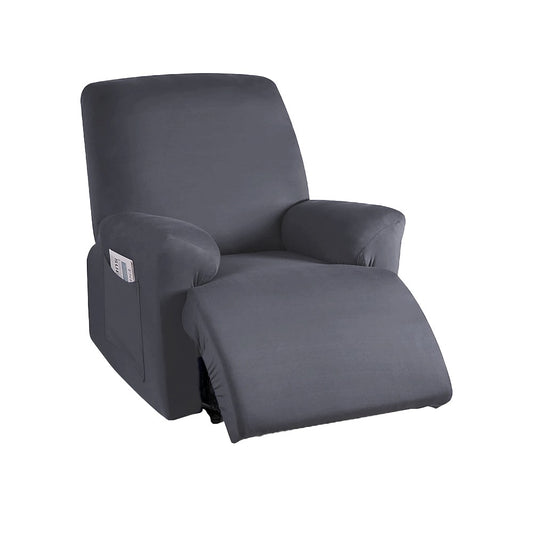Stretch Recliner Cover with Side Pocket Reclining Chair Slipcover for 1 Seater Grey