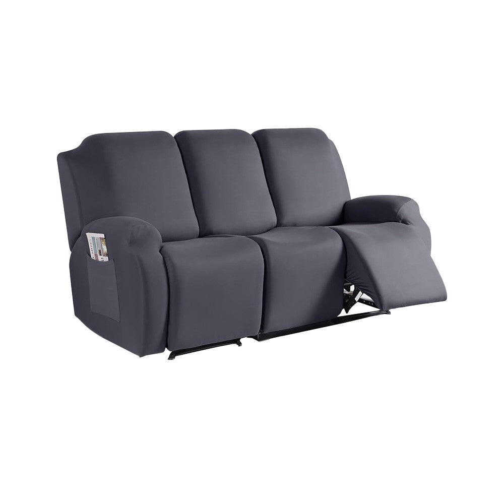 For 3-Seater Stretch Recliner Cover Sofa Slipcover Couch Cover - Grey