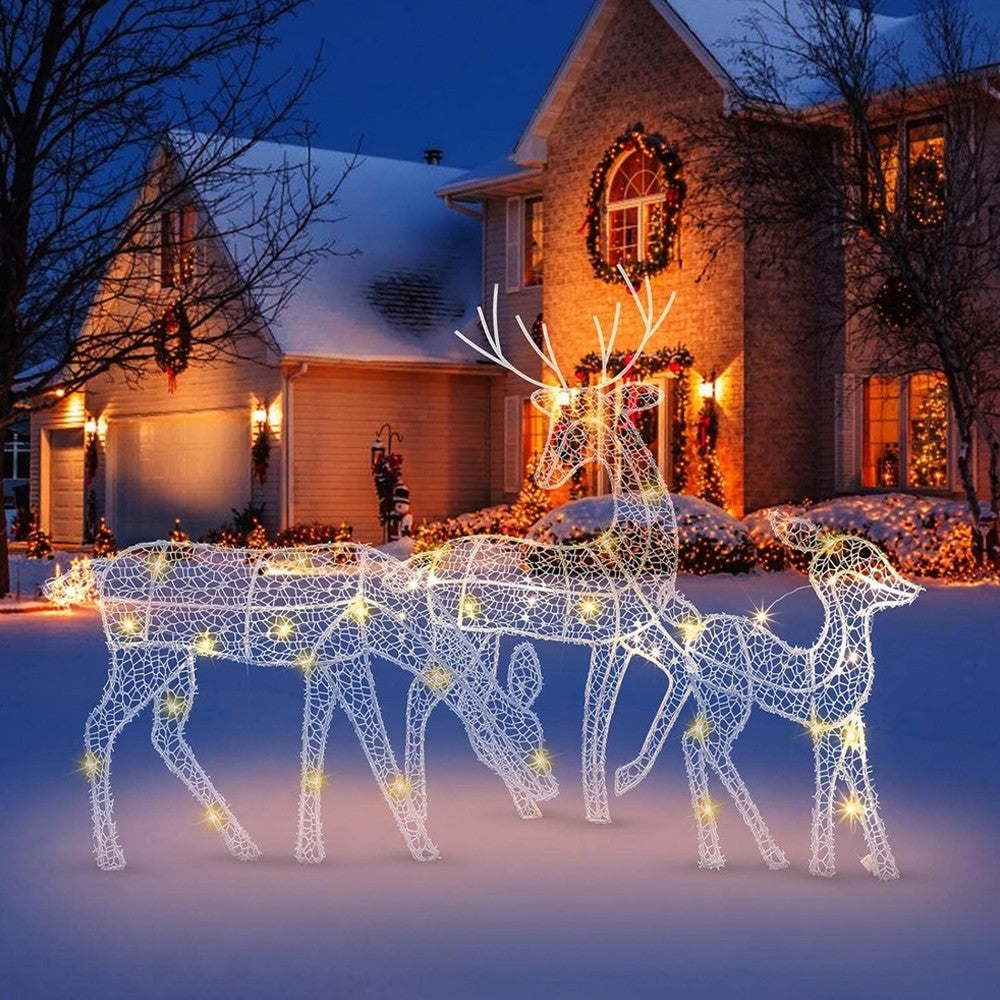 1Pc Little Deer Christmas Decoration with String Light Home Yard Decor