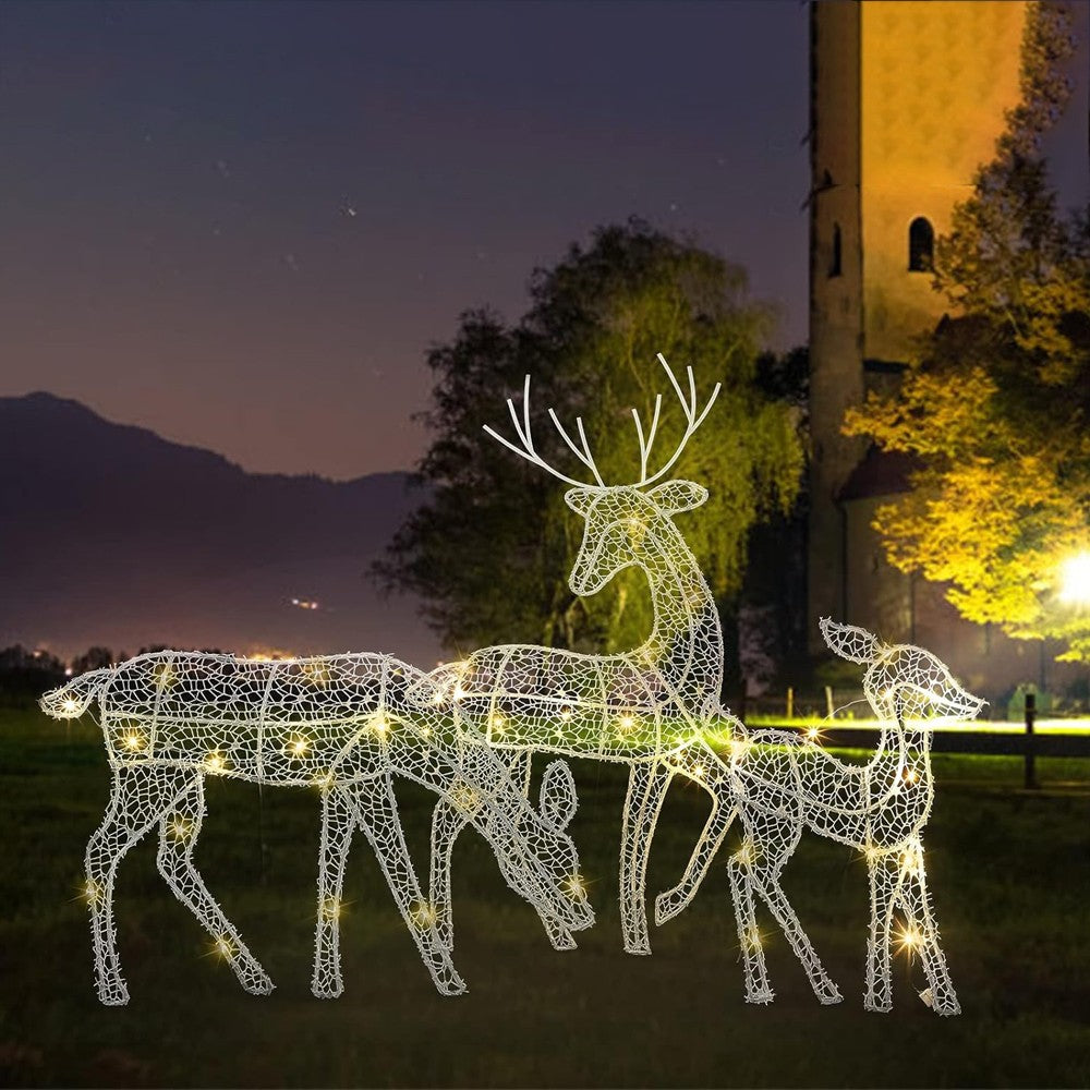 1Pc Mother Deer Christmas Decoration with String Light Home Yard Decor