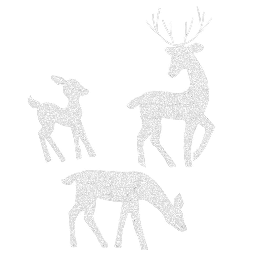 Set of 3 Reindeer Family Christmas Decoration with String Light Home Yard Decor