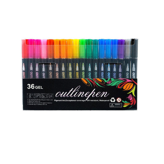 36 Colors Marker Set Multicolored Double Line Outline Marker Painting Pen