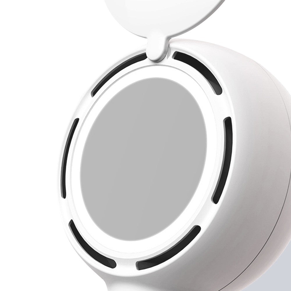 Handheld Fan with Makeup Mirror Portable Rechargeable Fan - White