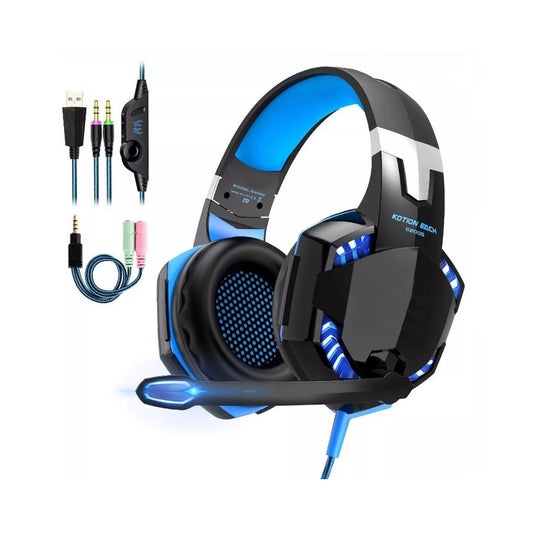 3.5mm Gaming Headset with Mic and LED Light for PC Mac Laptop - Blue