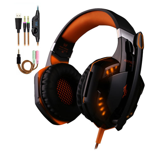 3.5mm Gaming Headset with Mic and LED Light for PC Mac Laptop - Orange