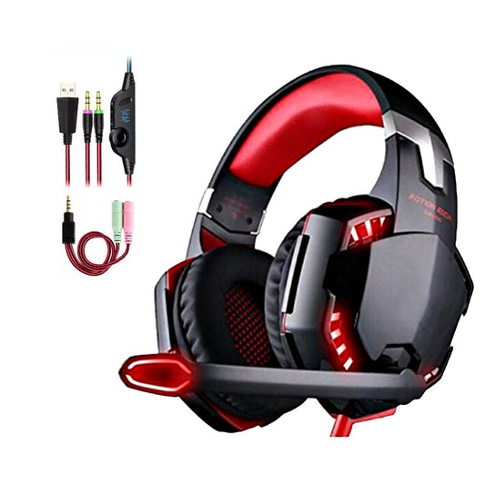 3.5mm Gaming Headset with Mic and LED Light for PC Mac Laptop - Red