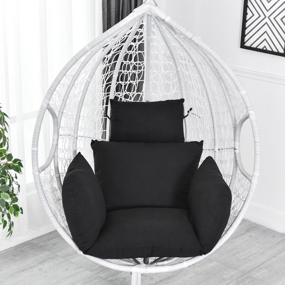 Hanging Egg Chair Cushion Swing Chair Seat Cushion Pad with Headrest - Black