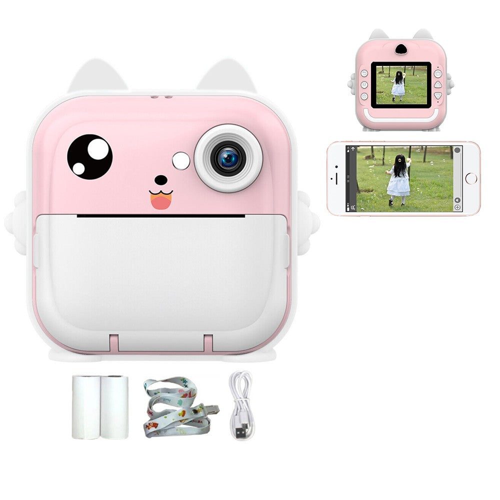 Kids Instant Print Camera with 2 Rolls of Print Paper - Style 1 Pink