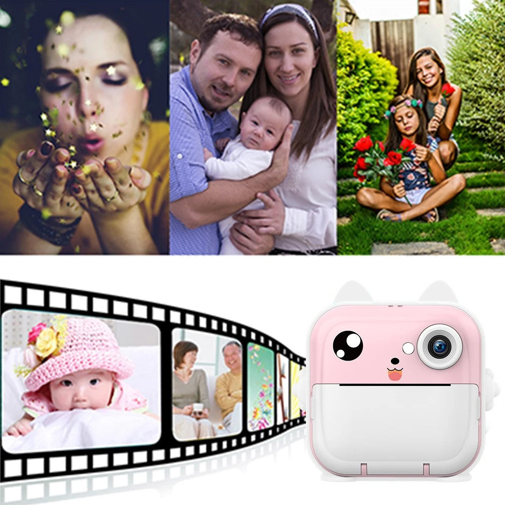 Kids Instant Print Camera with 2 Rolls of Print Paper - Style 1 Pink