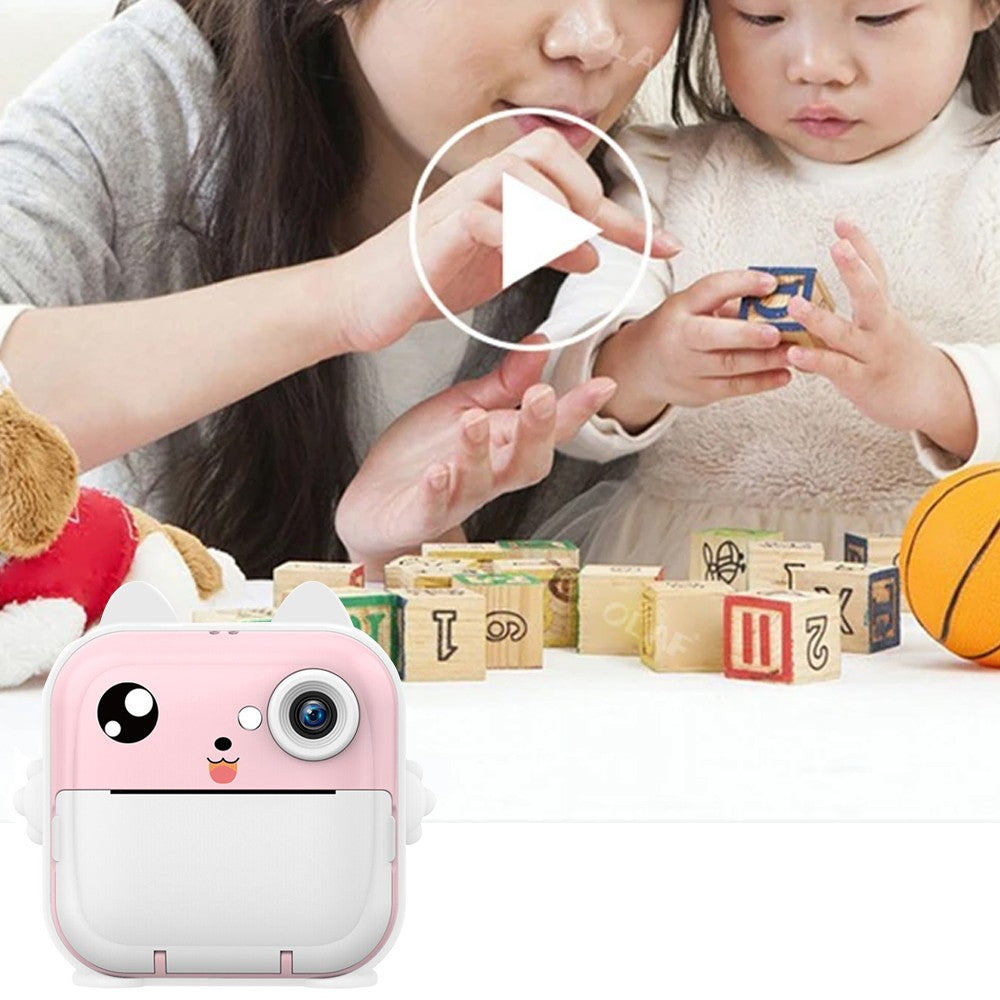 Kids Instant Print Camera with 2 Rolls of Print Paper - Style 1 Pink