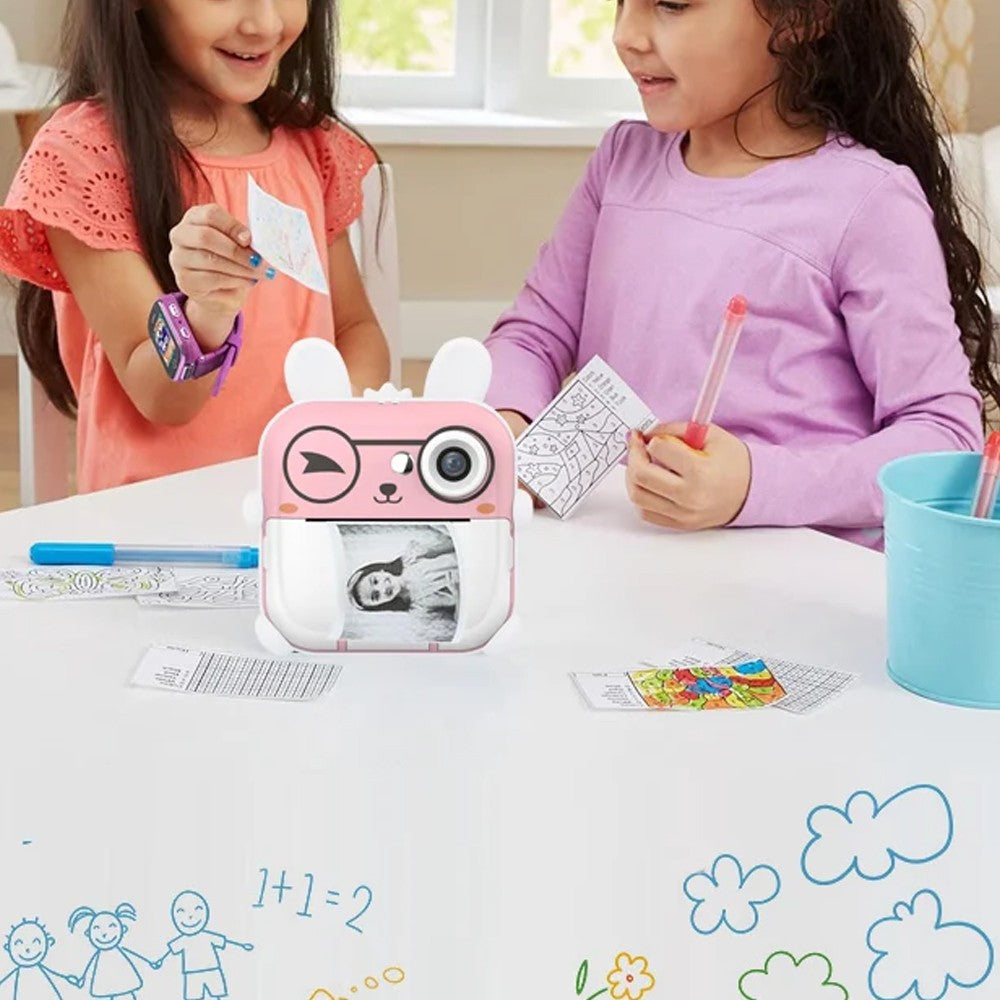 Kids Instant Print Camera with 2 Rolls of Print Paper - Style 2 Pink