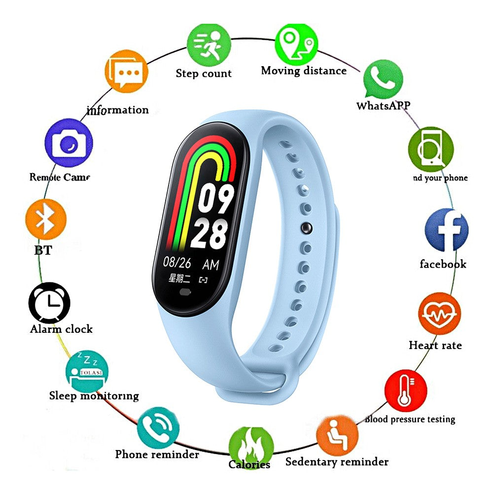 M8 Smart Sports Bracelet Fitness Tracker Heart Rate Monitoring Bracelet - Blue
