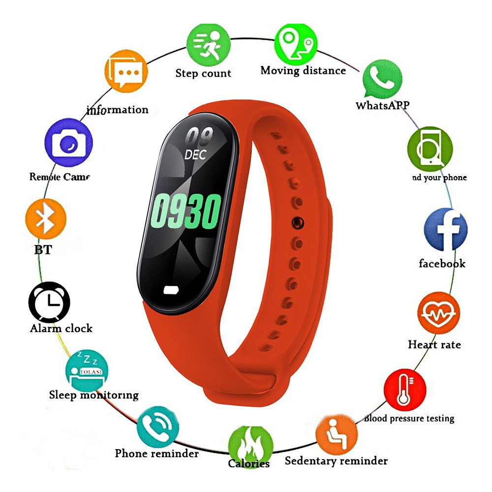M8 Smart Sports Bracelet Fitness Tracker Heart Rate Monitoring Bracelet - Red
