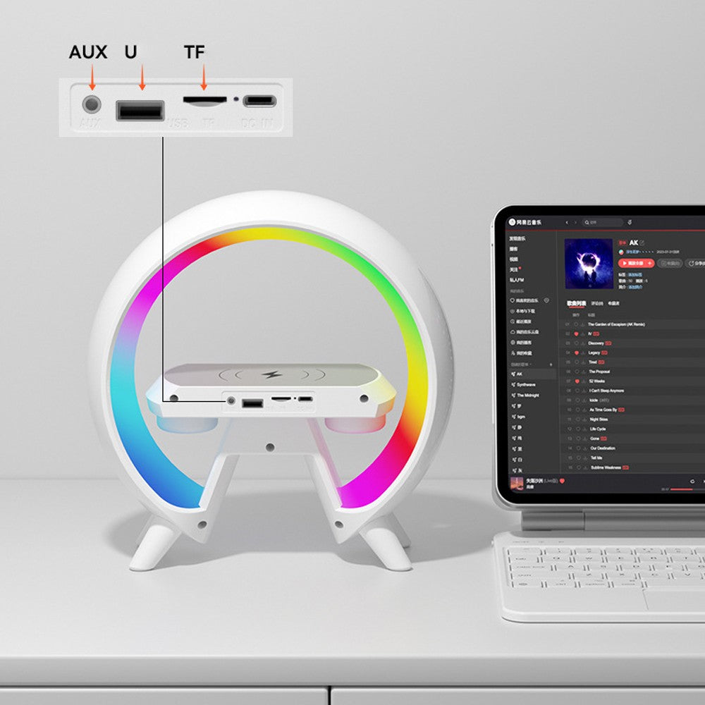 Bluetooth Speaker Alarm Clock with Wireless Charger and Night Light