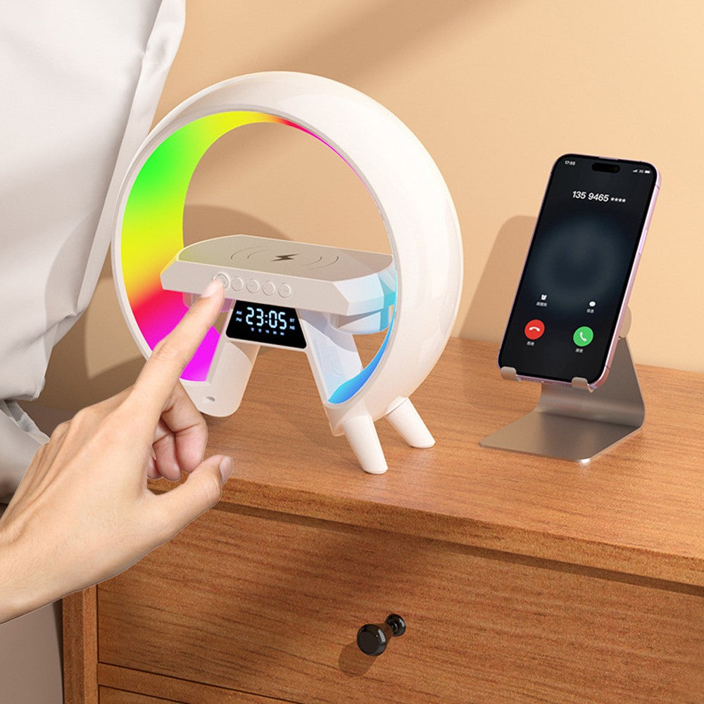 Bluetooth Speaker Alarm Clock with Wireless Charger and Night Light