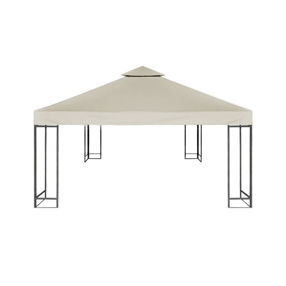 Double Tier 3x3m Gazebo Top Cover Garden Canopy Replacement Top Cover - Beige