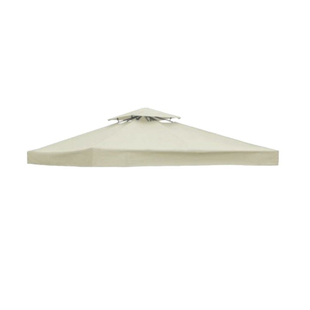 Double Tier 3x3m Gazebo Top Cover Garden Canopy Replacement Top Cover - Beige
