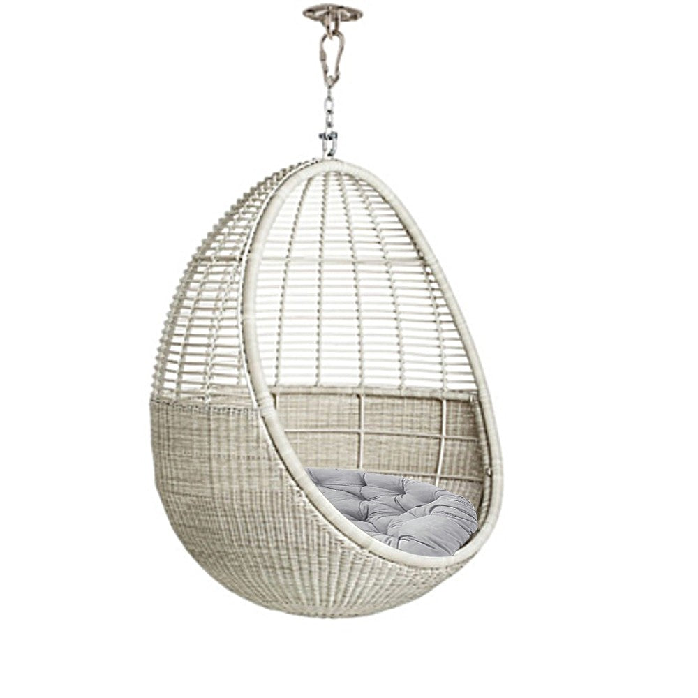 80cm Round Egg Chair Cushion Swing Chair Cushion Papasan Cushion - Light Grey
