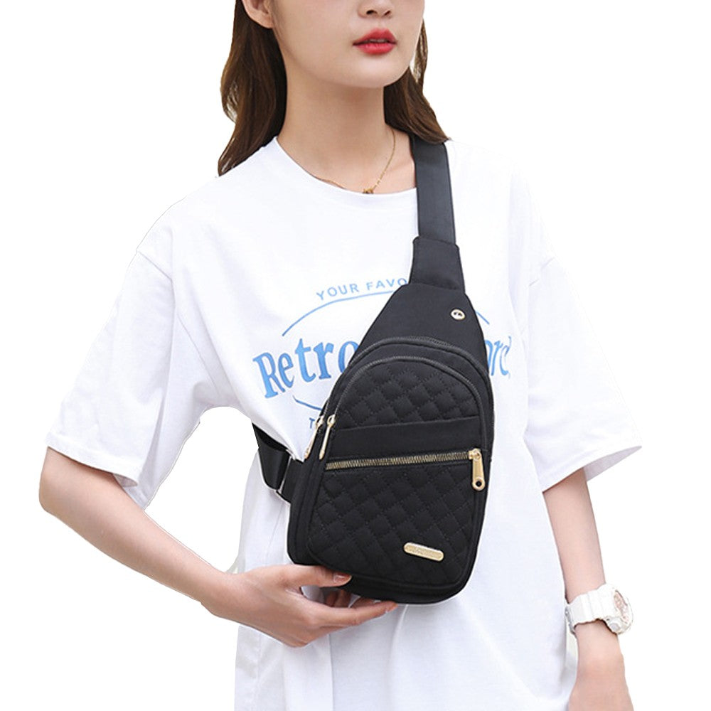1Pc Women Chest Bag Sling Bag Crossbody Bag Shoulder Bag - Black