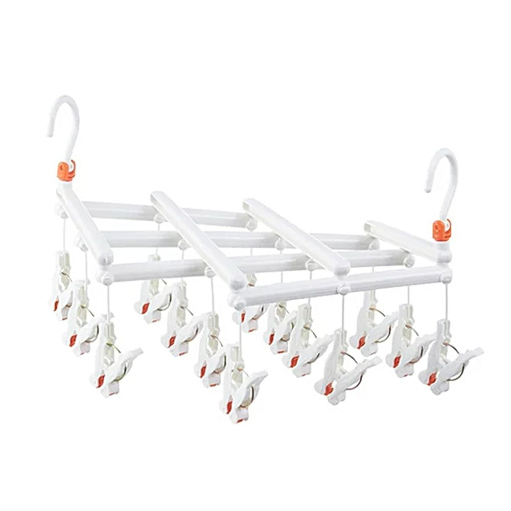 14 Clips Foldable Hanger Laundry Pinch Hanger Multi-Functional Clothes Hanger