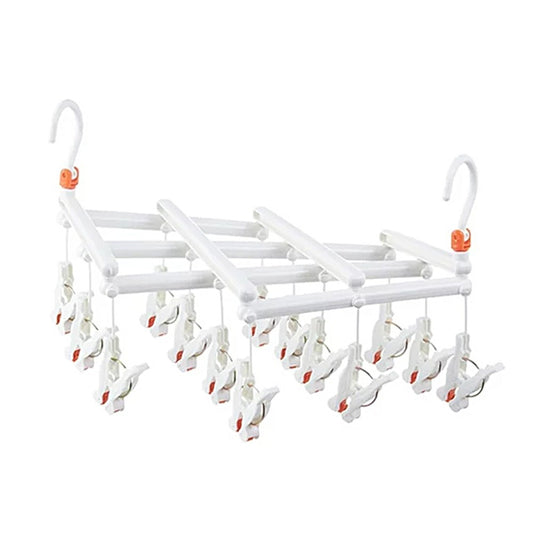 14 Clips Foldable Hanger Laundry Pinch Hanger Multi-Functional Clothes Hanger